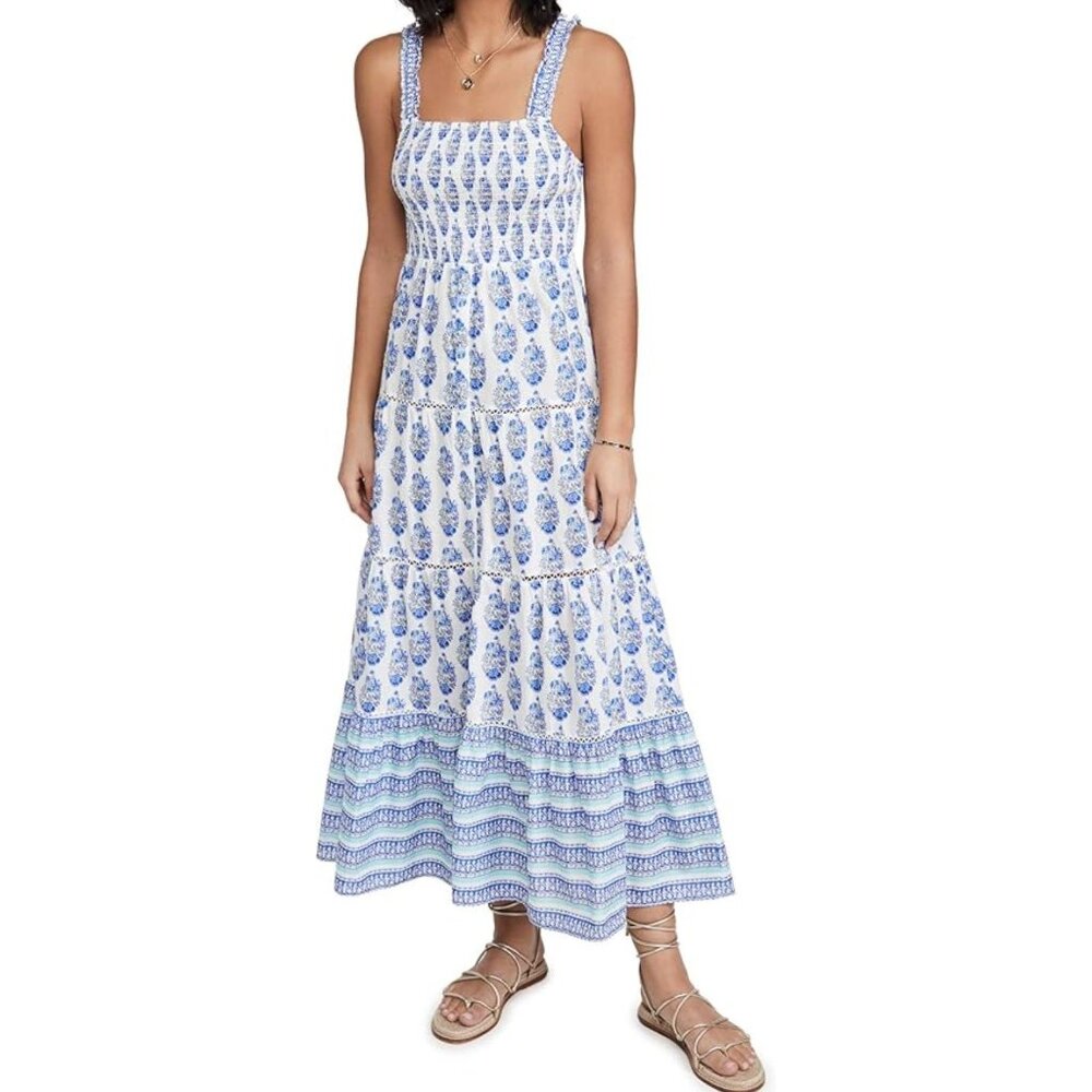 Blue and White Floral Maxi Dress